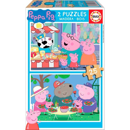 Puzzle Educa Peppa Cochon 2 x 25 pièces en bois Puzzle Educa Peppa Cochon 2 x 25 pièces en bois