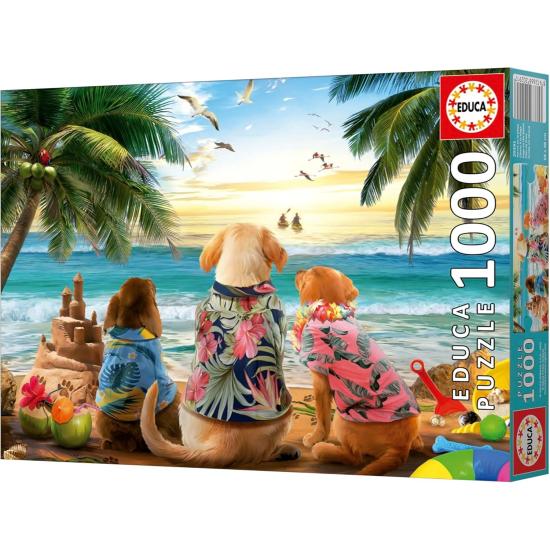 Puzzle Educa Chiens sur la plage 1000 pièces