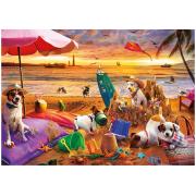Puzzle Educa Chiens jouant sur la plage 1000 pièces