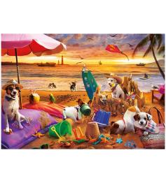 Puzzle Educa Chiens jouant sur la plage 1000 pièces