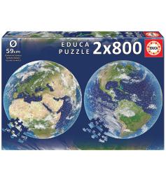 Educa Puzzle Rond Planète Terre 2 x 800 pièces