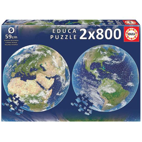 Educa Puzzle Rond Planète Terre 2 x 800 pièces
