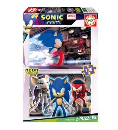 Educa Sonic Prime Neon Puzzle 2 x 100 pièces