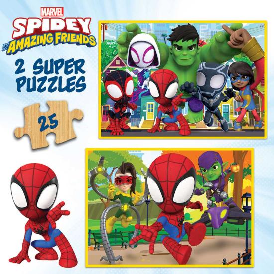 Educa Puzzle Spidey et ses amis 2 x 25 pièces en bois