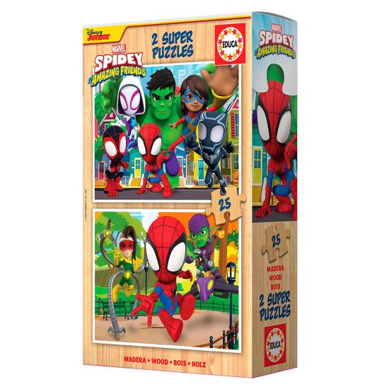 Educa Puzzle Spidey et ses amis 2 x 25 pièces en bois