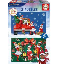 Puzzle Educa The Elf on the Shelf,  2 x 100 pièces