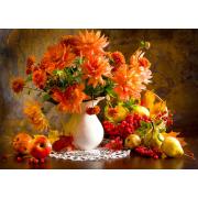 Enjoy de la nature morte avec des dahlias orange Puzzle 1000