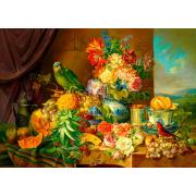 Puzzle Enjoy de la nature morte avec des fleurs, des fruits e