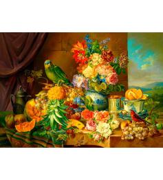 Puzzle Enjoy de la nature morte avec des fleurs, des fruits e