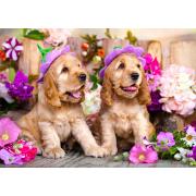 Puzzle Enjoy Spaniel Puppies with Flowery Hats de 1000 P
