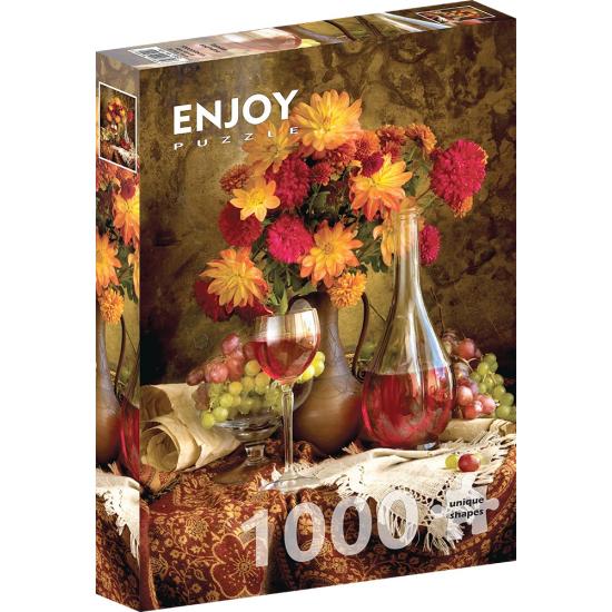 Puzzle Enjoy Dahlias and Wine 1000 pièces