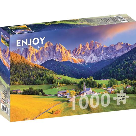 Puzzle Enjoy de l'église dans les montagnes des Dolomites
