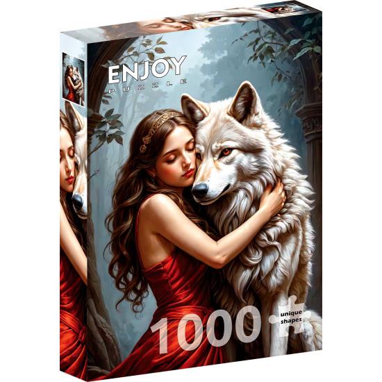 Puzzle Enjoy Dame Et Le Loup de 1000 pièces