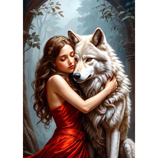 Puzzle Enjoy Dame Et Le Loup de 1000 pièces