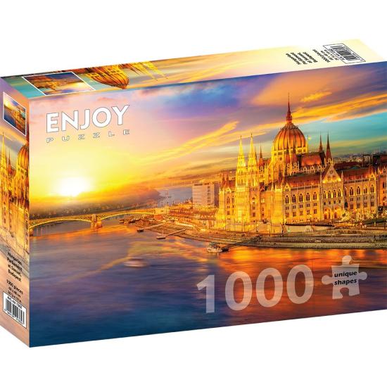 Puzzle Enjoy du Parlement hongrois au coucher du soleil, Buda Puzzle Enjoy du Parlement hongrois au coucher du soleil, Buda