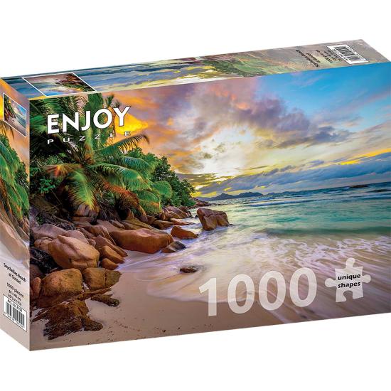Puzzle Enjoy Plage des Seychelles au Coucher du soleil de 1000 P