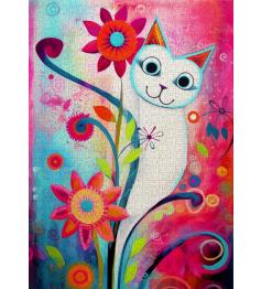 Puzzle Enjoy Un Chat Blanc Heureux 1000 pièces