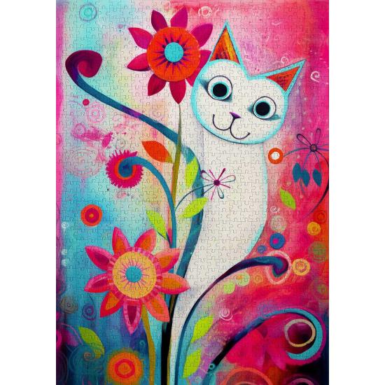 Puzzle Enjoy Un Chat Blanc Heureux 1000 pièces