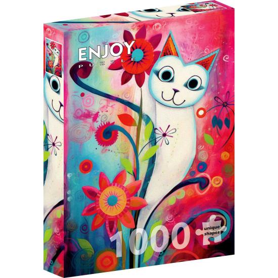 Puzzle Enjoy Un Chat Blanc Heureux 1000 pièces