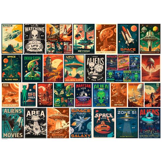 Puzzle Eurographics Affiches Extraterrestres Vintage 1000 pièces