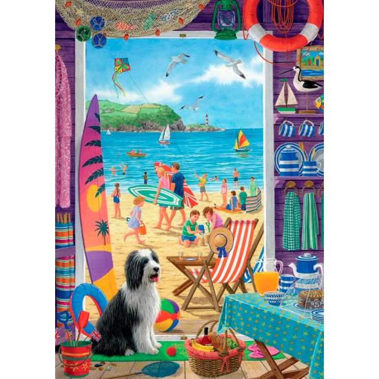 Faucon à travers la maison de plage Puzzle 500 pièces