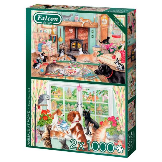 Puzzle Faucon Animaux à la maison 2 x 1000 pièces
