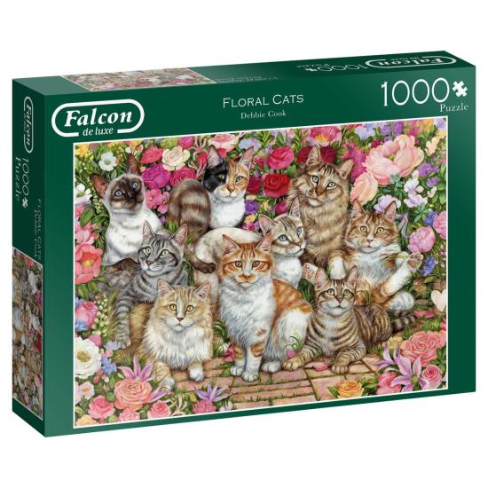 Puzzle 1000 pièces Falcon Cats in Flowers