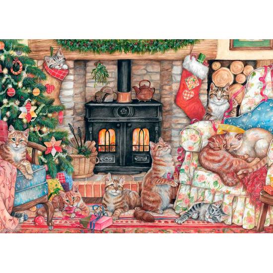 Puzzle Faucon Chats à Noël 500 pièces