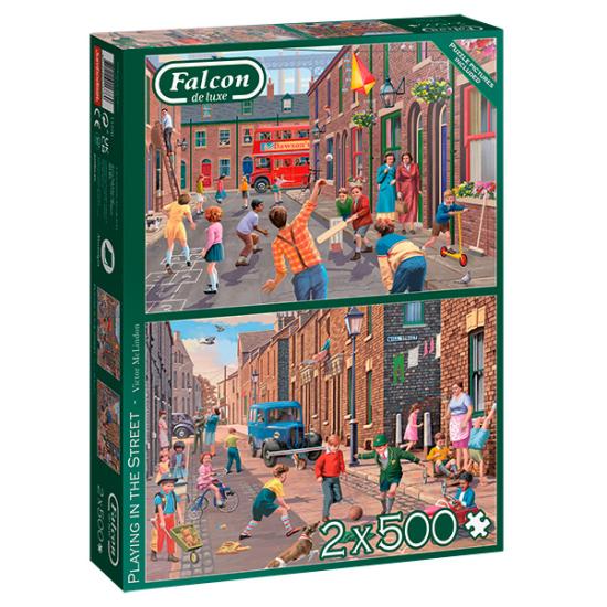 Puzzle Faucon jouant dans la rue 2 x 500 pièces
