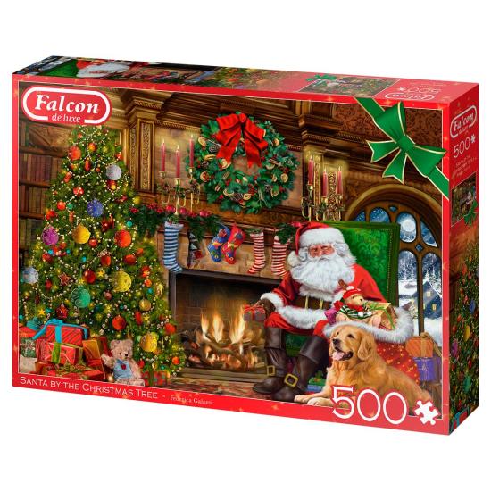 Puzzle 500 pièces Père Noël Faucon près de la Cheminée