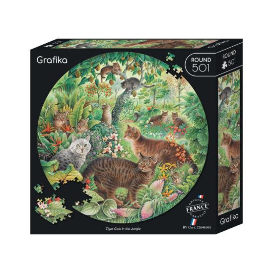Puzzle circulaire Grafika Chats tigrés dans la jungle de 501 piè