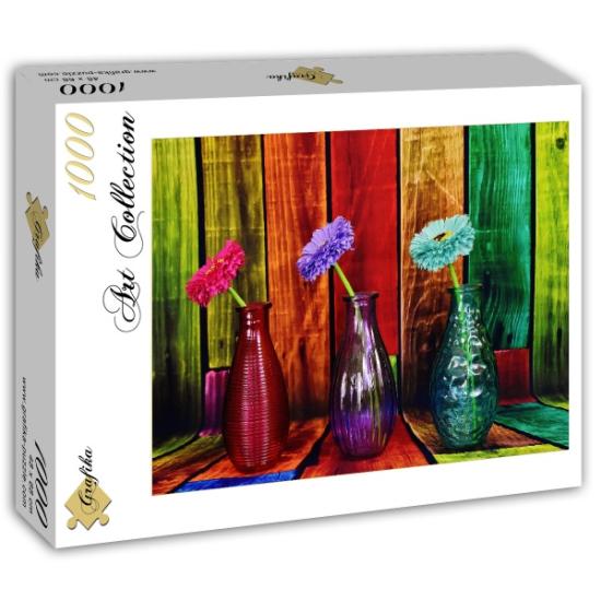 Grafika Puzzle Fleurs dans des vases colorés 1000 pièces