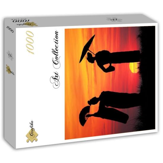 Grafika Geisha au coucher du soleil Puzzle 1000 pièces