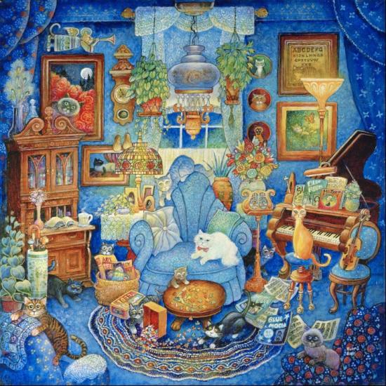 Puzzle Grafika Agneatha et Avril sur un tapis persan 1000 Pcs