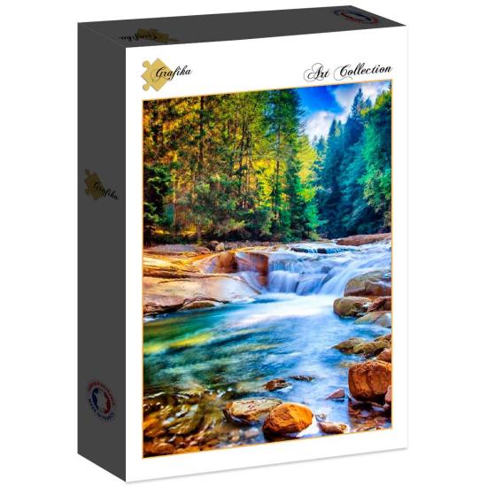 Puzzle Grafika Belle Cascade dans la Forêt 2000 Pièces