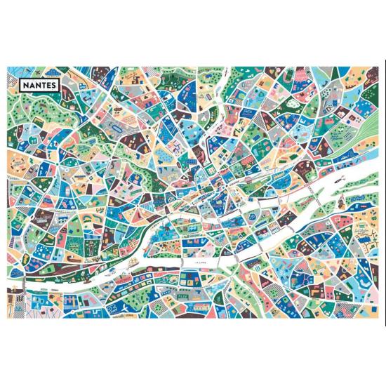 Puzzle Grafika Carte De Nantes 1000 Pieces