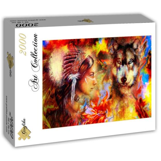 Puzzle Grafika Indienne et le Loup 2000 Pièces