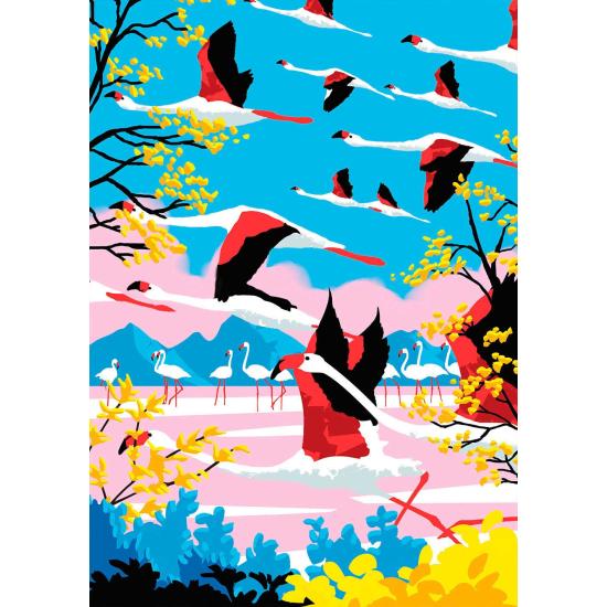 Puzzle Hachette L'Envol des Flamants Roses 500 pièces