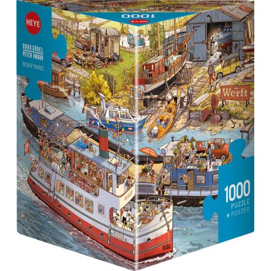 Heye Puzzle Chantier Naval, boîte triangulaire 1000 pièces