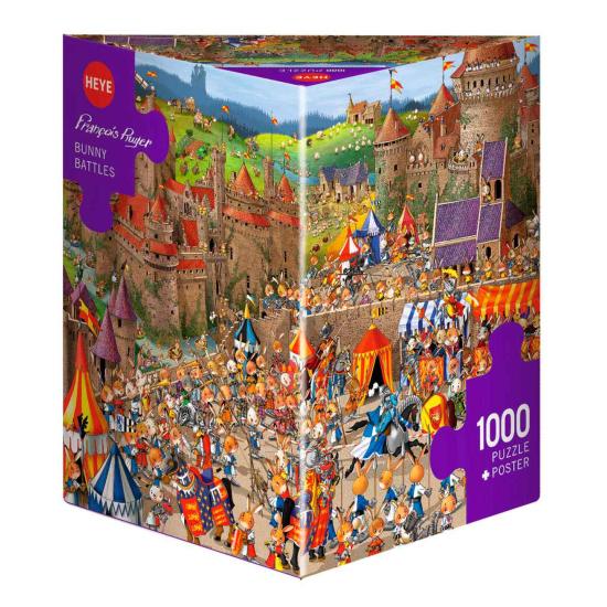 Heye Puzzle Rabbit Battles, boîte triangulaire de 1000 pièces