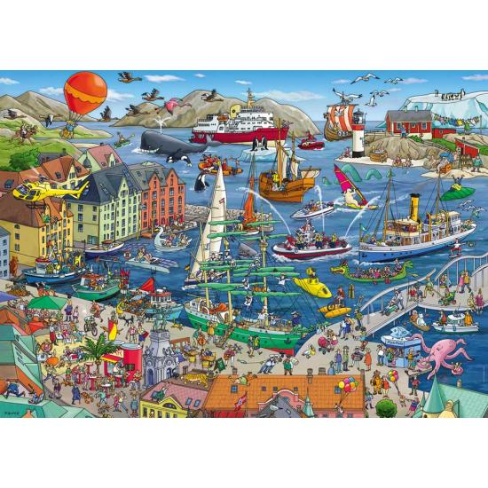 Puzzle Heye Le Port Urbain, Boîte Triangulaire de 1000 Pièces