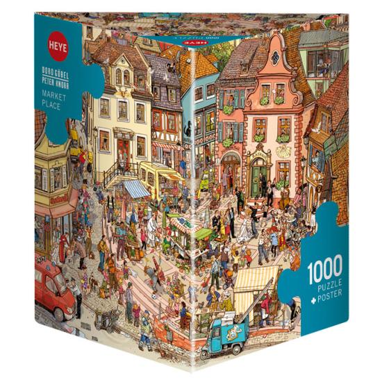 Heye Puzzle Place du Marché, Boîte Triangulaire 1000 Pièces Heye Puzzle Place du Marché, Boîte Triangulaire 1000 Pièces