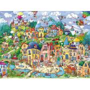 Puzzle Heye Happy Town (Boîte Triangulaire) 1500 Pièces