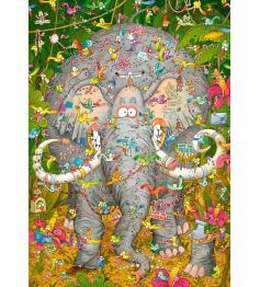 Heye Puzzle Elephant Life, boîte triangulaire 1000 pièces