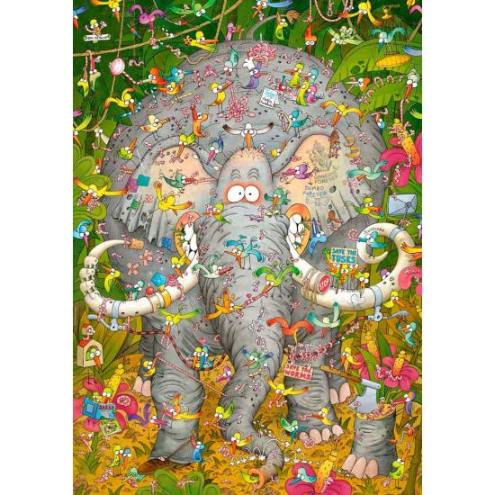 Heye Puzzle Elephant Life, boîte triangulaire 1000 pièces