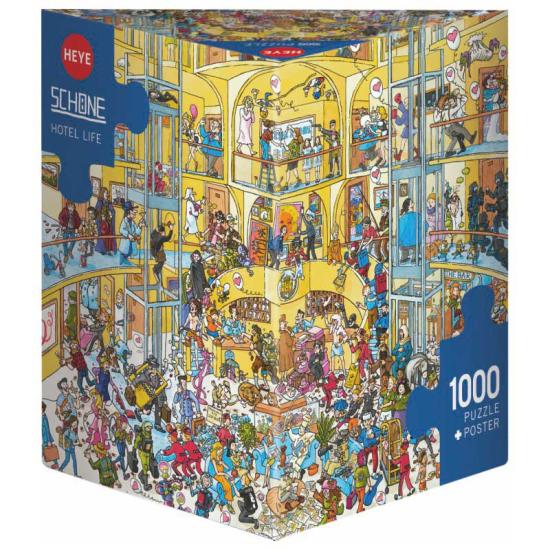 Heye Puzzle Hotel Life, boîte triangulaire 1000 pièces