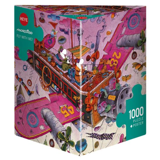 Puzzle Hé, vole avec moi ! Boîte Triangulaire de 1000 Pièces