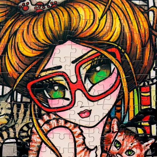 Puzzle Jacarou La Folle aux Chats de 1000 Pièces