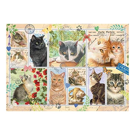 Puzzle géant de 1000 pièces Collection de timbres de chat
