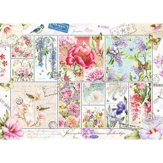Jumbo Puzzle Timbres Fleurs 1000 Pièces